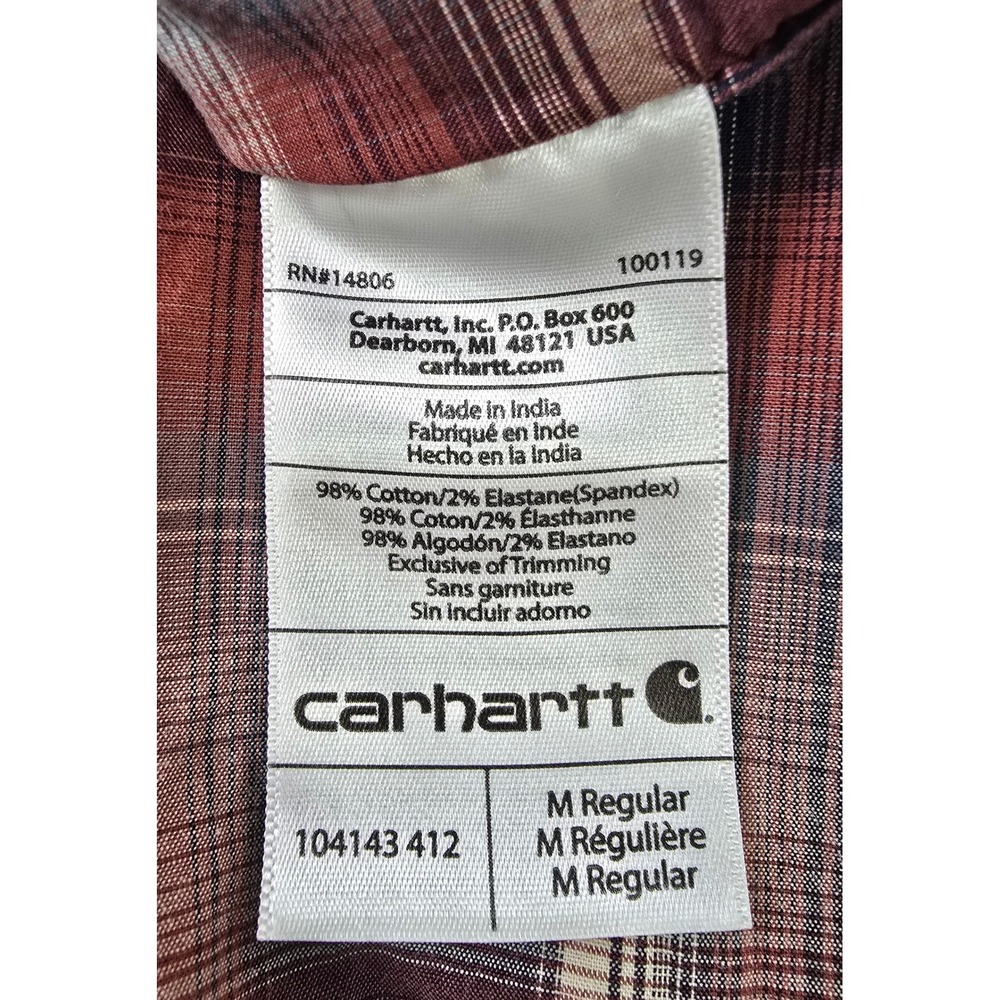 Carhartt Button Down Shirt Mens XL Red Blue Plaid Relaxed Fit Long Sleeve Snap - Picture 10 of 11